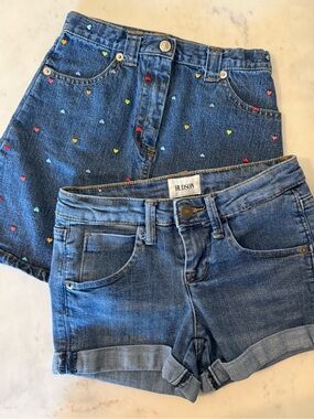 Gymboree Blue Denim Shorts & Skirt Set with Red Heart Detail